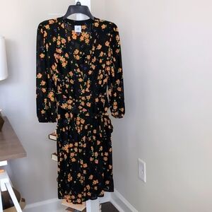 Cabi XS black floral wrap dress.